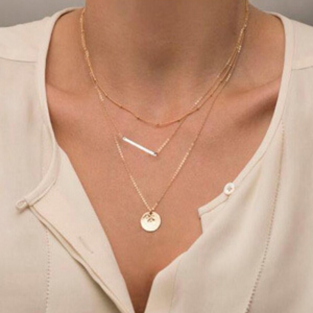 Delicate Multi Strand Chain Necklace in Gold - Picture 2 of 2